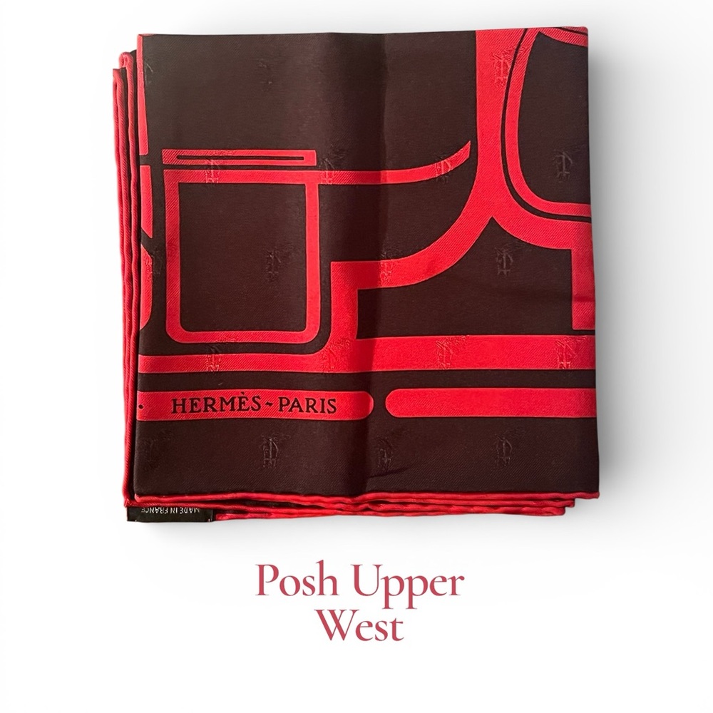Hermès Red and Brown Silk Scarf